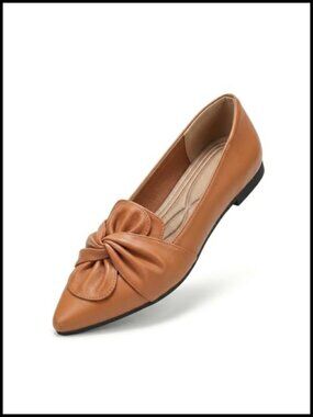 Women's PU Leather Pointed Toe Ballet Flats Memory Foam Office Shoes